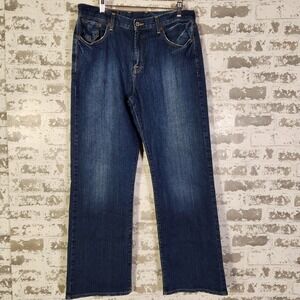 Vintage Lucky Brand Dungarees Jeans Men 34x30 Gene Montesano Dark‎ Wash Mexico
